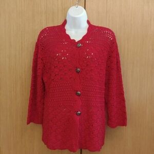 NWT Red Cardigan Sweater SZ L By Coldwater Creek